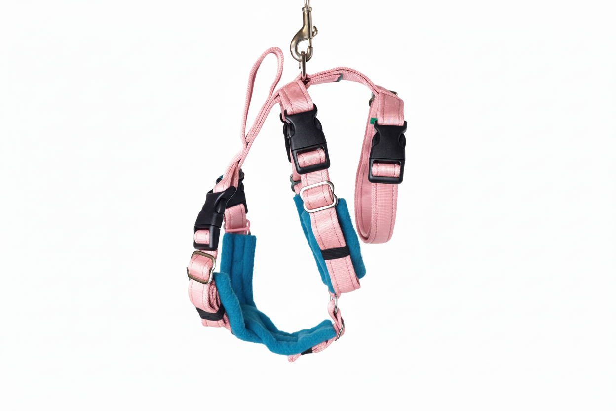 Baby Pink Escape Proof Adjustable Houdini Harness - Fleece Lined