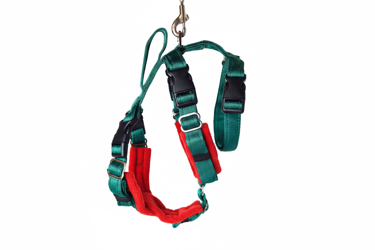 Forest Green Escape Proof Adjustable Houdini Harness - Fleece Lined
