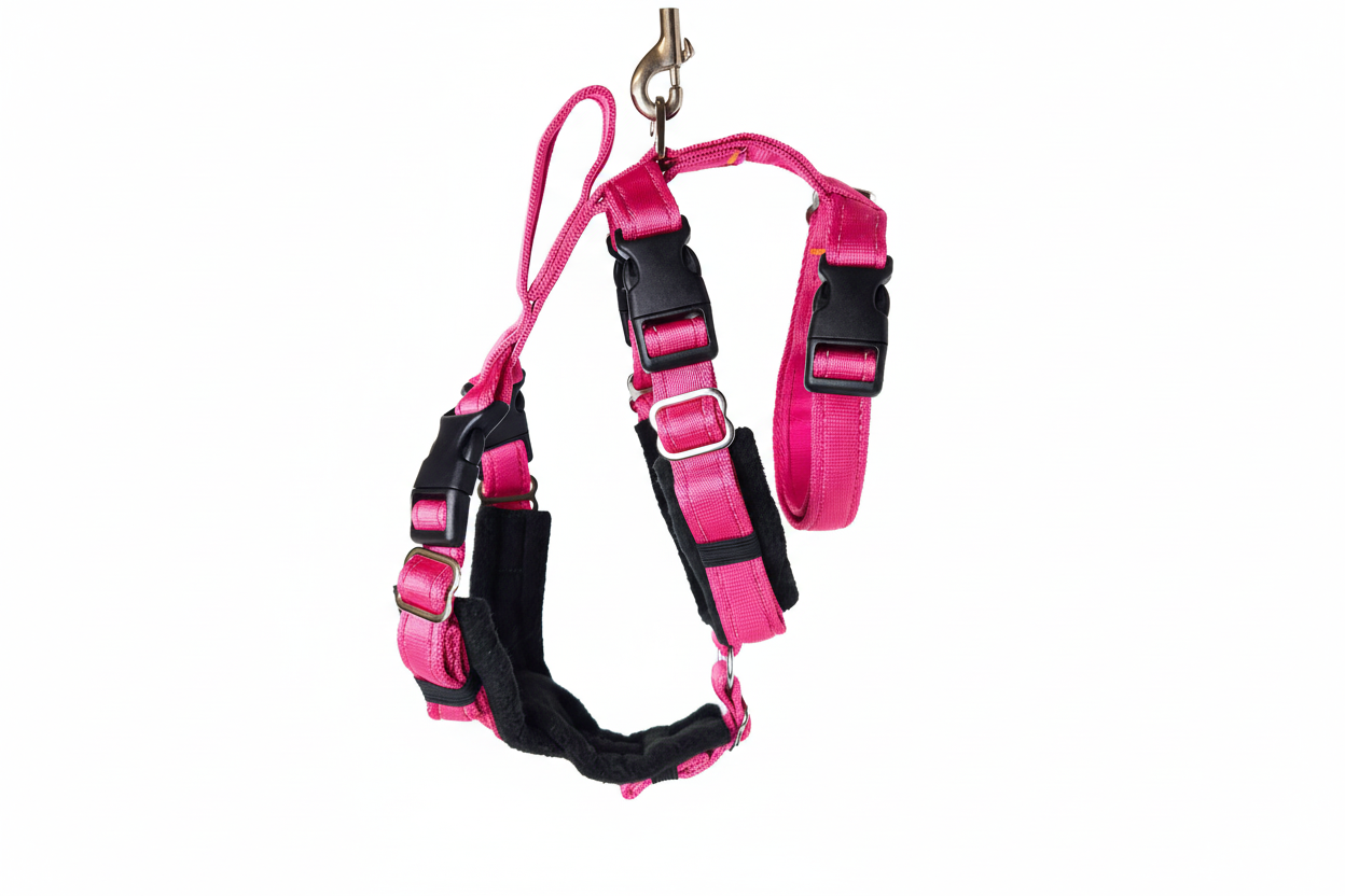 Hot Pink Escape Proof Adjustable Houdini Harness - Fleece Lined