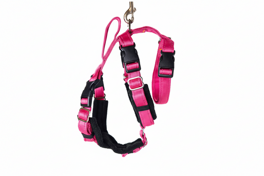 Hot Pink Escape Proof Adjustable Houdini Harness - Fleece Lined