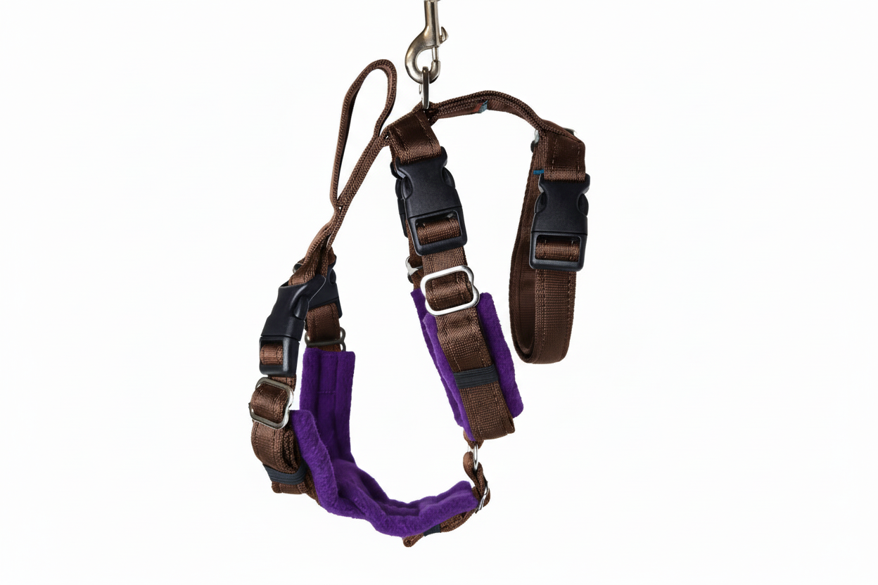 Brown Escape Proof Adjustable Houdini Harness - Fleece Lined
