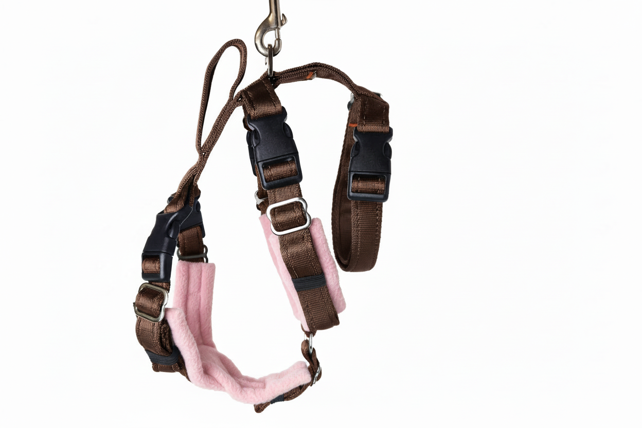 Brown Escape Proof Adjustable Houdini Harness - Fleece Lined