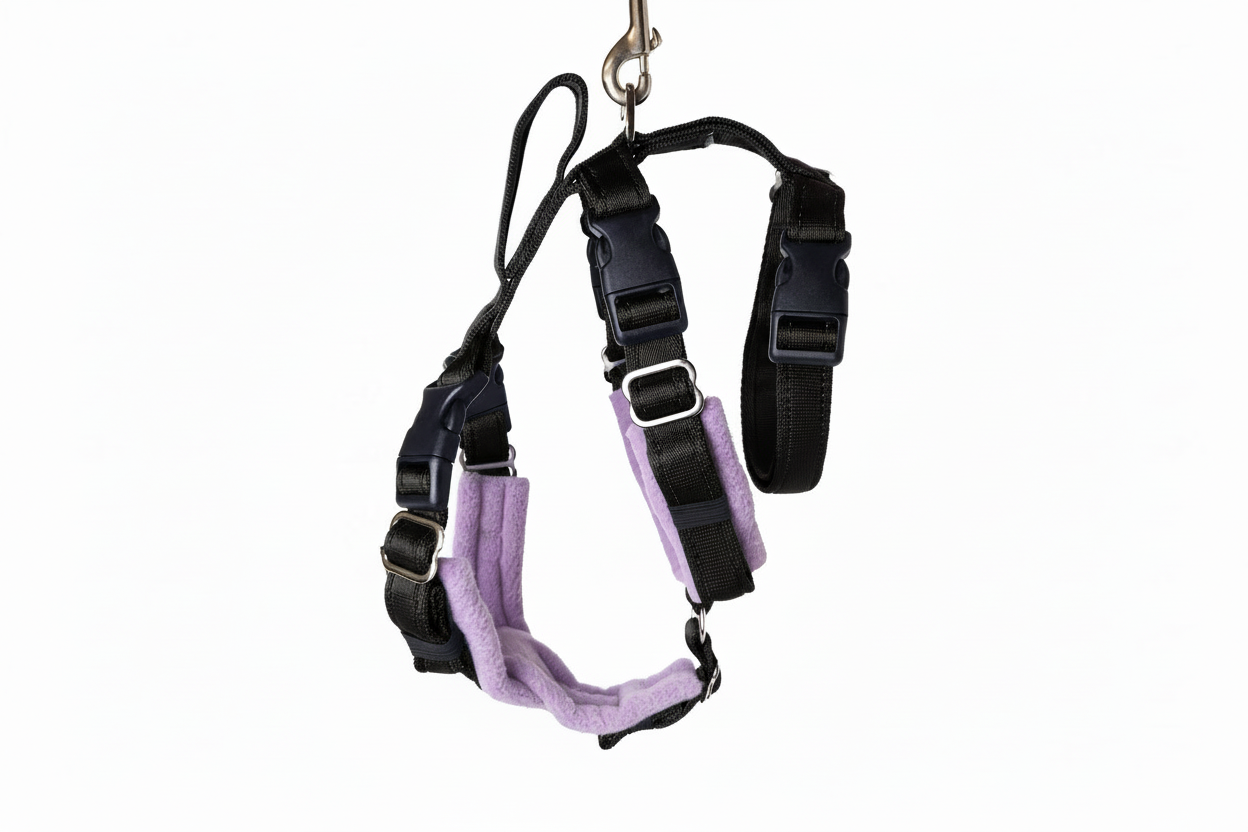 Black Escape Proof Adjustable Houdini Harness - Fleece Lined