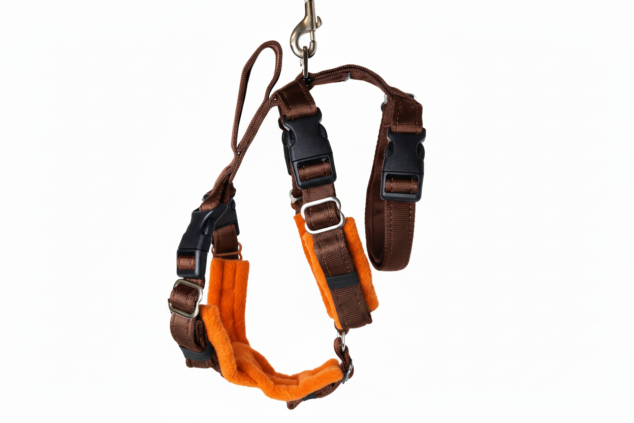 Brown Escape Proof Adjustable Houdini Harness - Fleece Lined