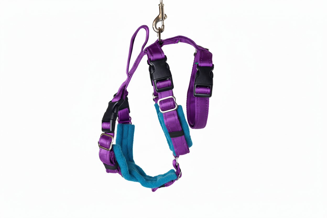 Purple Escape Proof Adjustable Houdini Harness - Fleece Lined