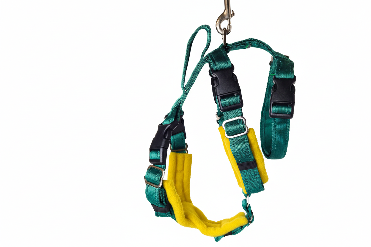 Forest Green Escape Proof Adjustable Houdini Harness - Fleece Lined