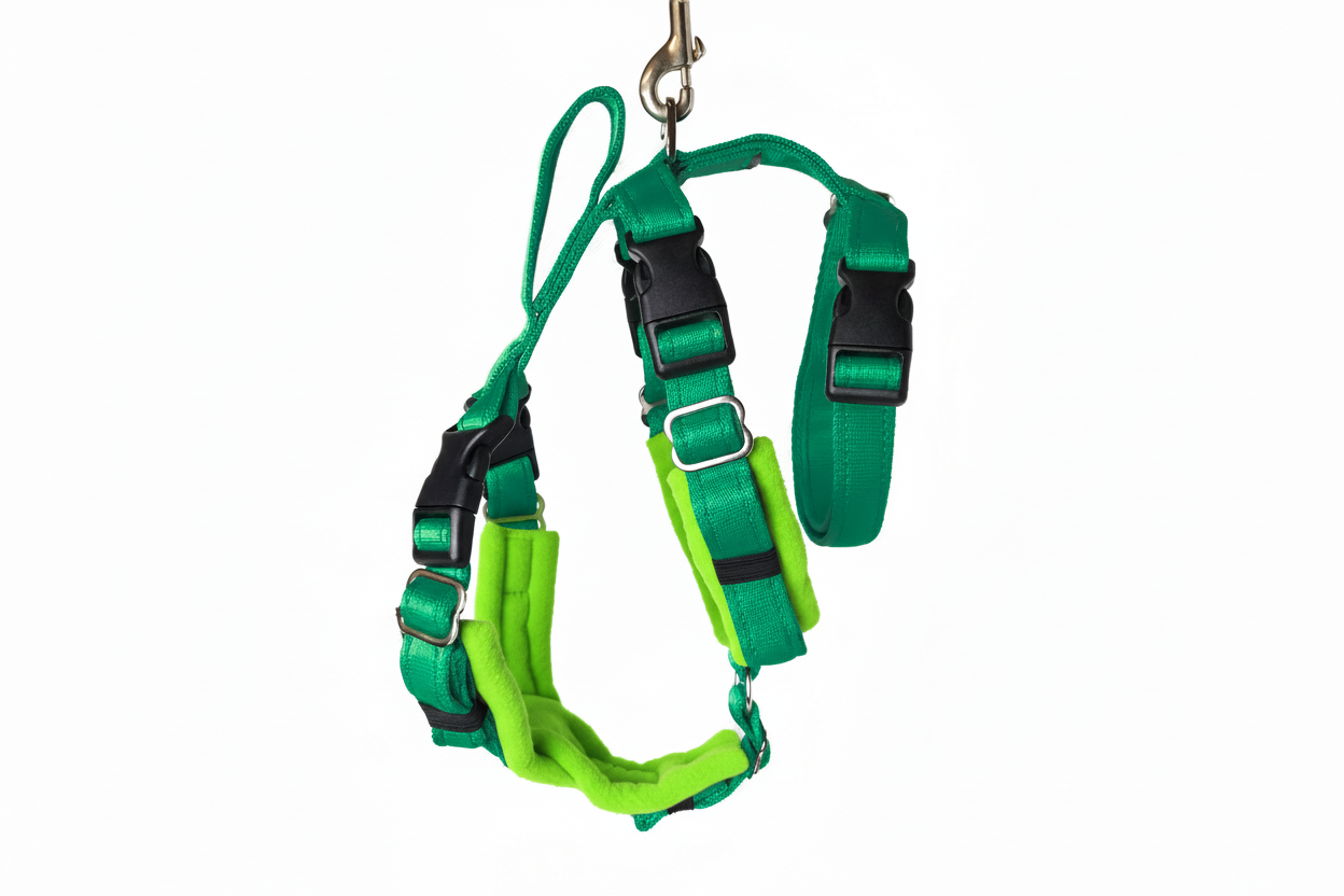 Emerald Green Escape Proof Adjustable Houdini Harness - Fleece Lined