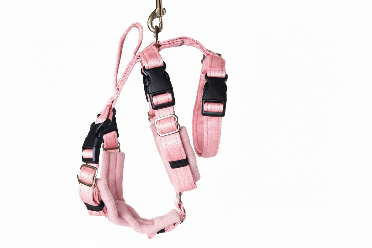 Baby Pink Escape Proof Adjustable Houdini Harness - Fleece Lined