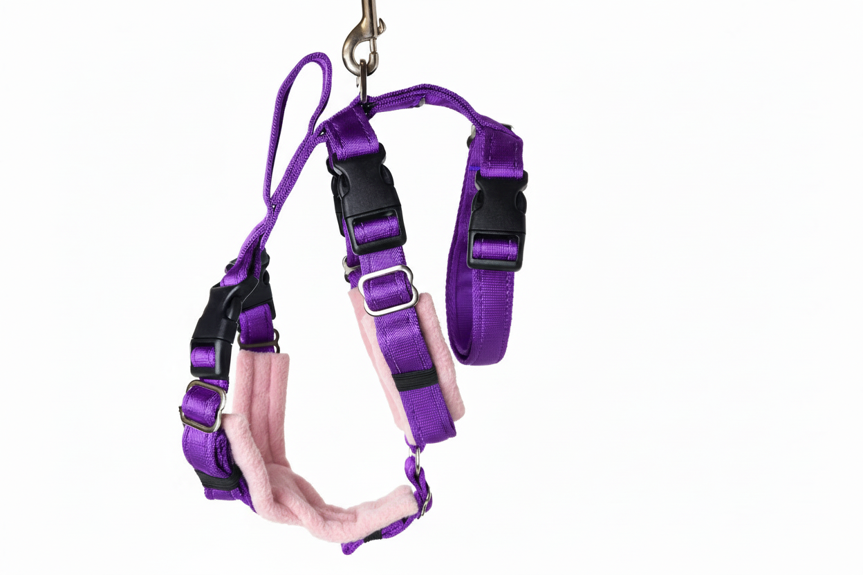 Purple Escape Proof Adjustable Houdini Harness - Fleece Lined