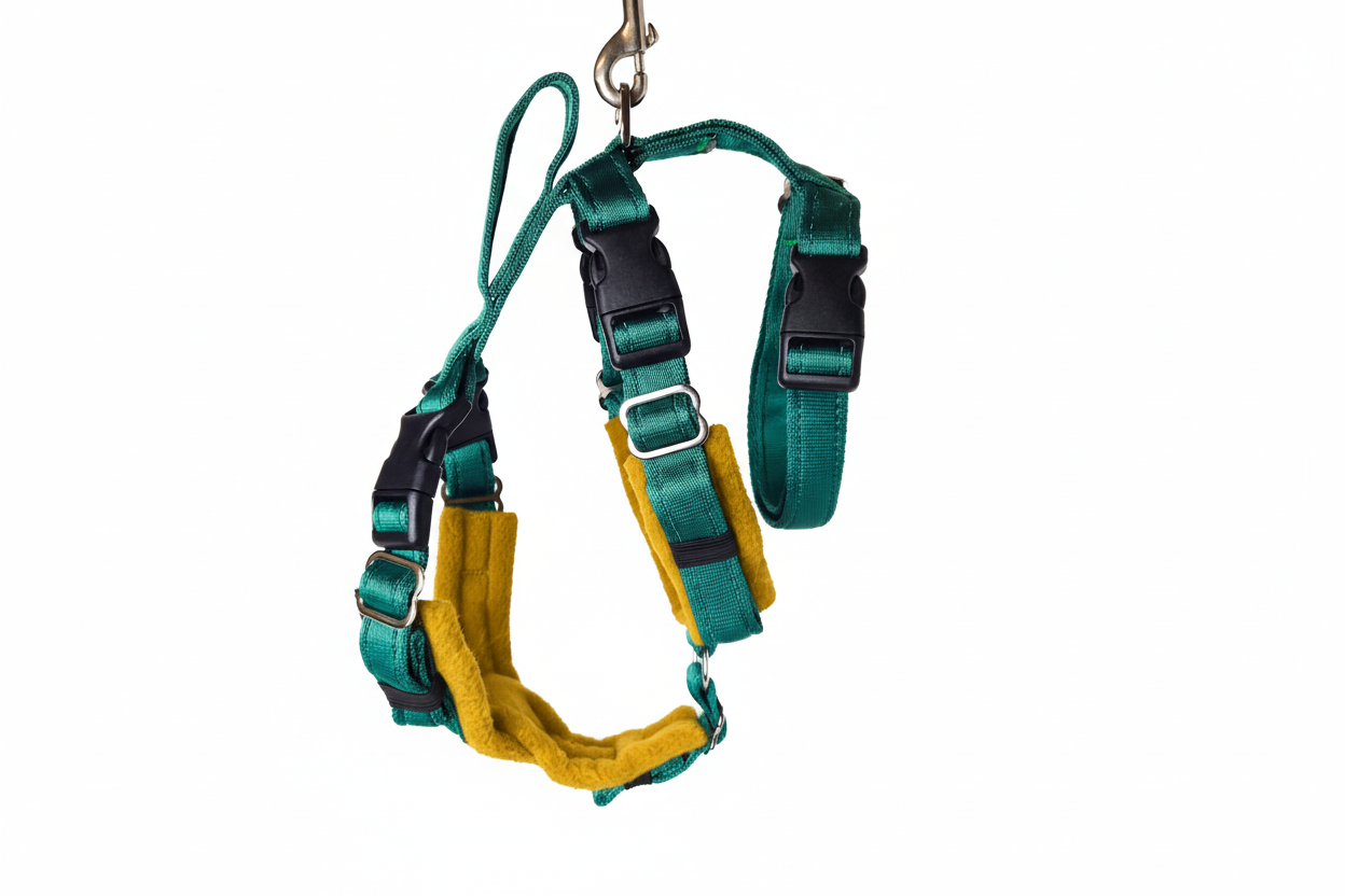 Forest Green Escape Proof Adjustable Houdini Harness - Fleece Lined