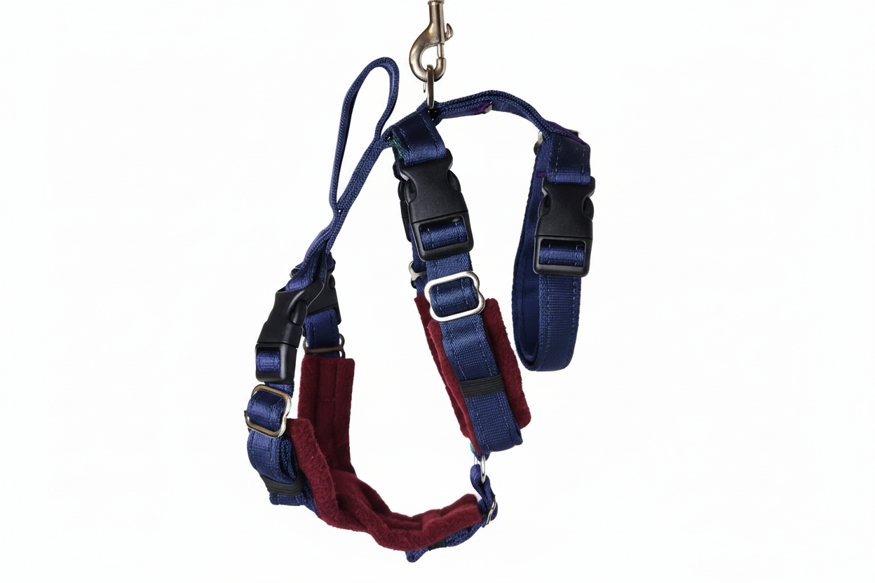 Navy Blue Escape Proof Adjustable Houdini Harness - Fleece Lined