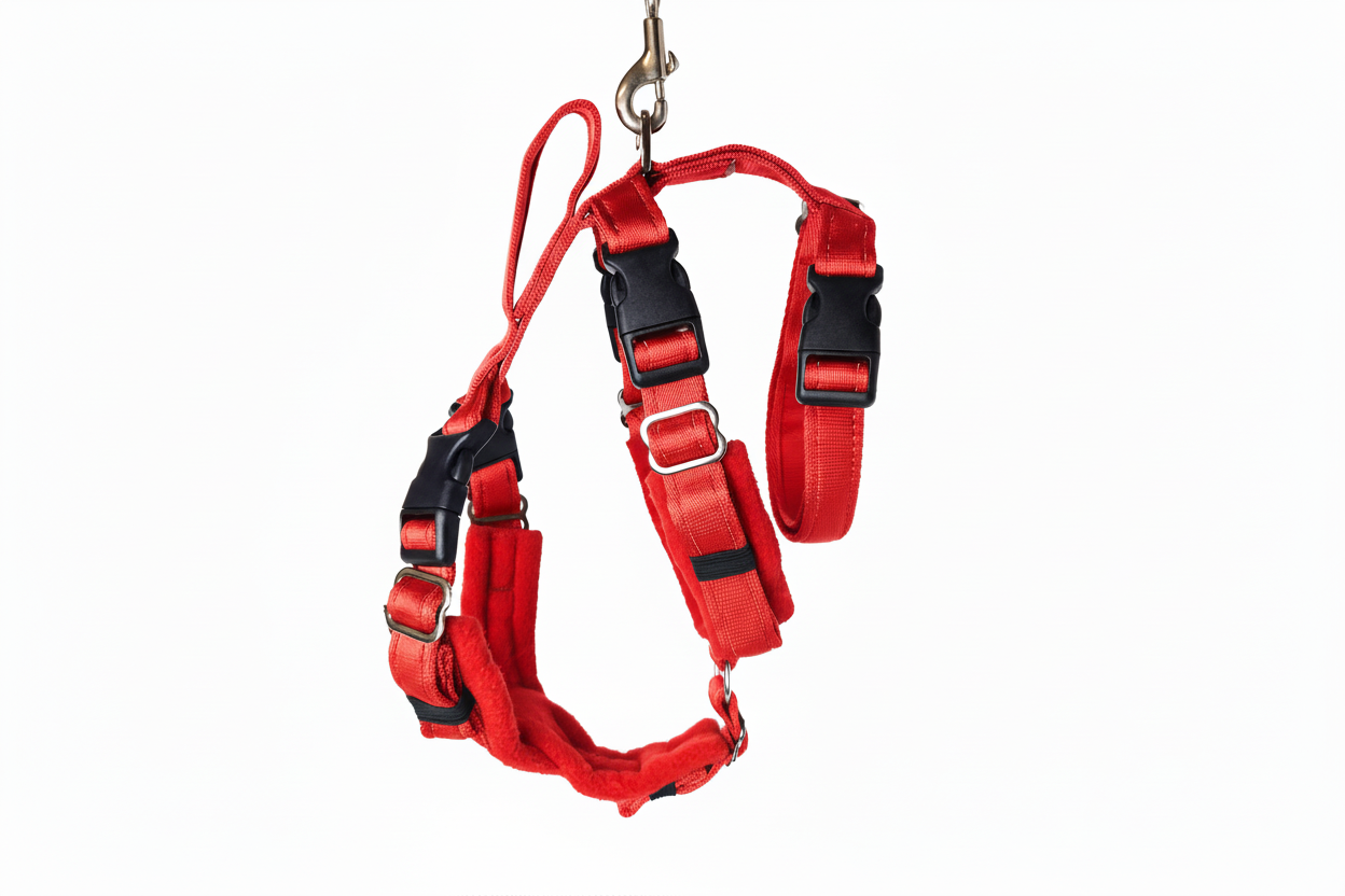 Red Escape Proof Adjustable Houdini Harness - Fleece Lined