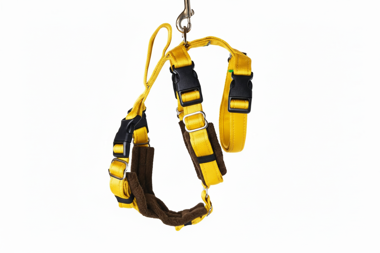 Yellow Escape Proof Adjustable Houdini Harness - Fleece Lined