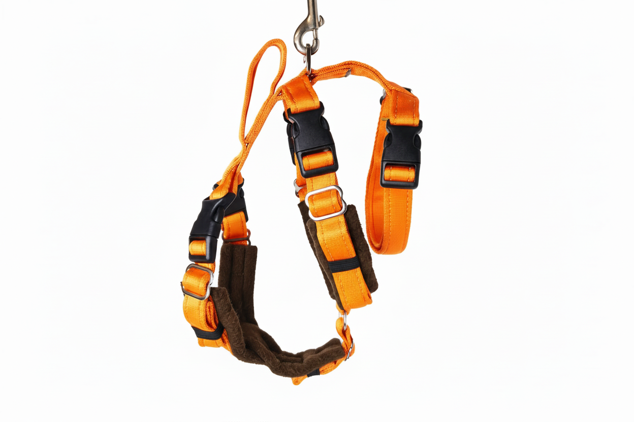 Orange Escape Proof Adjustable Houdini Harness - Fleece Lined