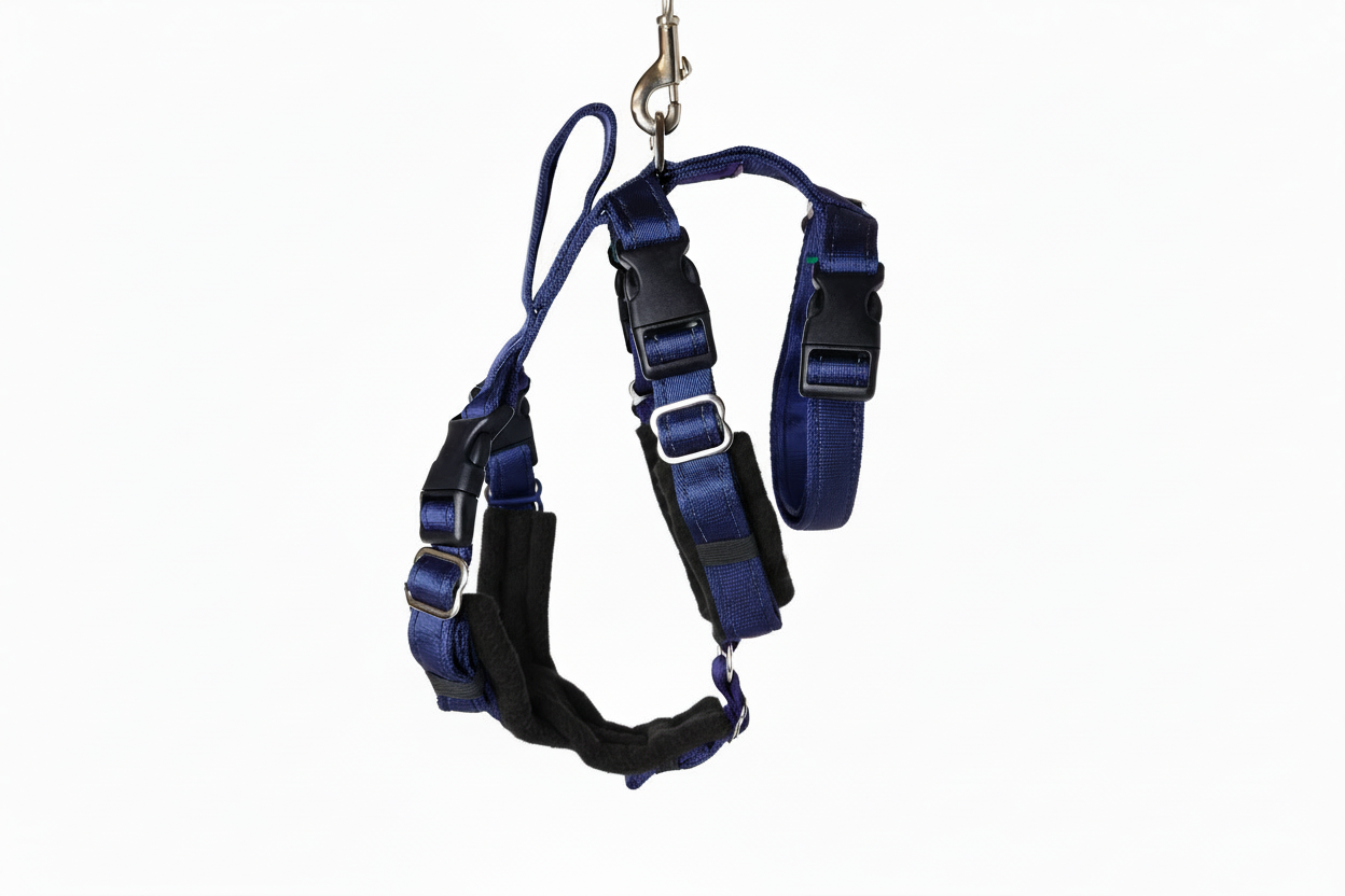 Navy Blue Escape Proof Adjustable Houdini Harness - Fleece Lined