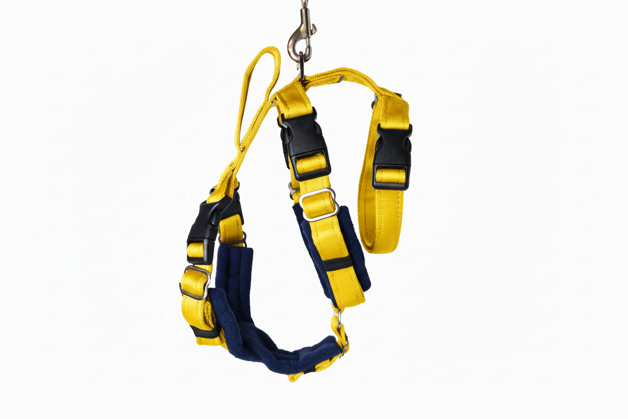 Yellow Escape Proof Adjustable Houdini Harness - Fleece Lined
