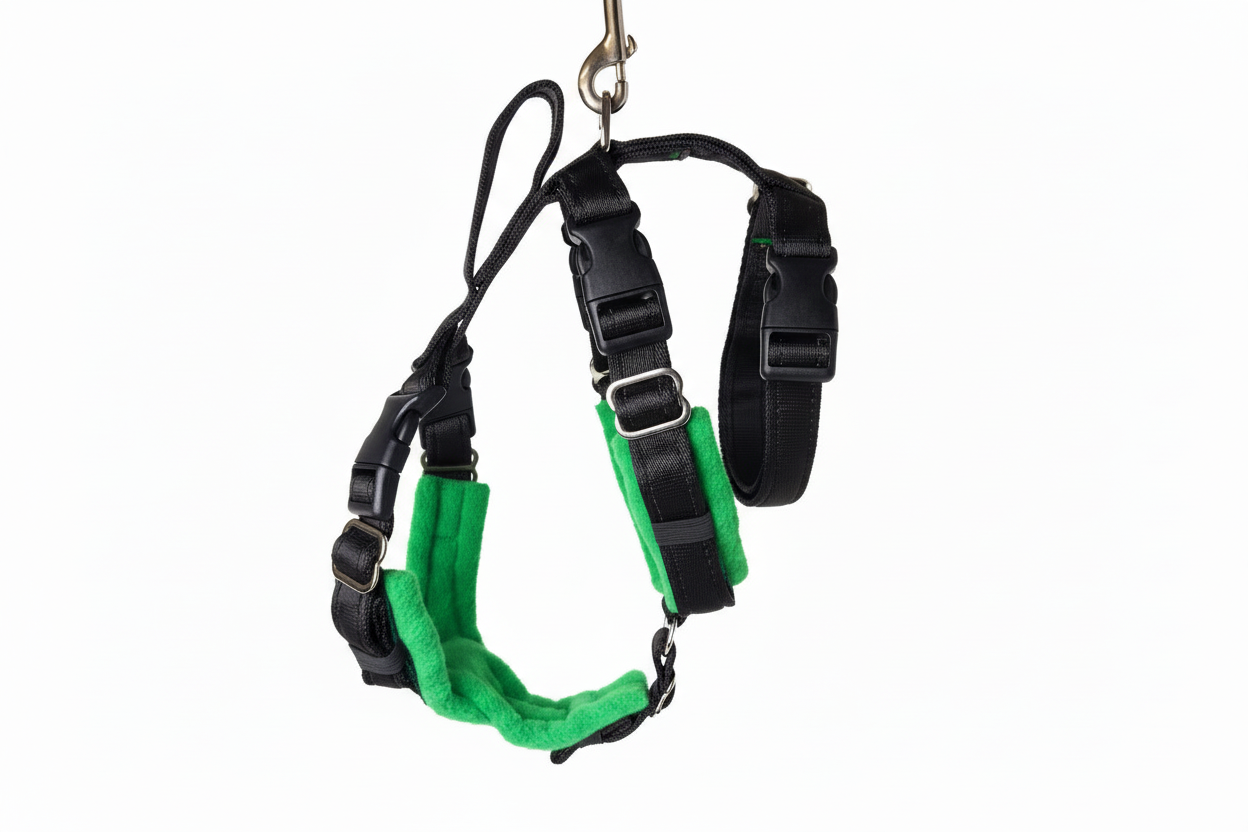 Black Escape Proof Adjustable Houdini Harness - Fleece Lined