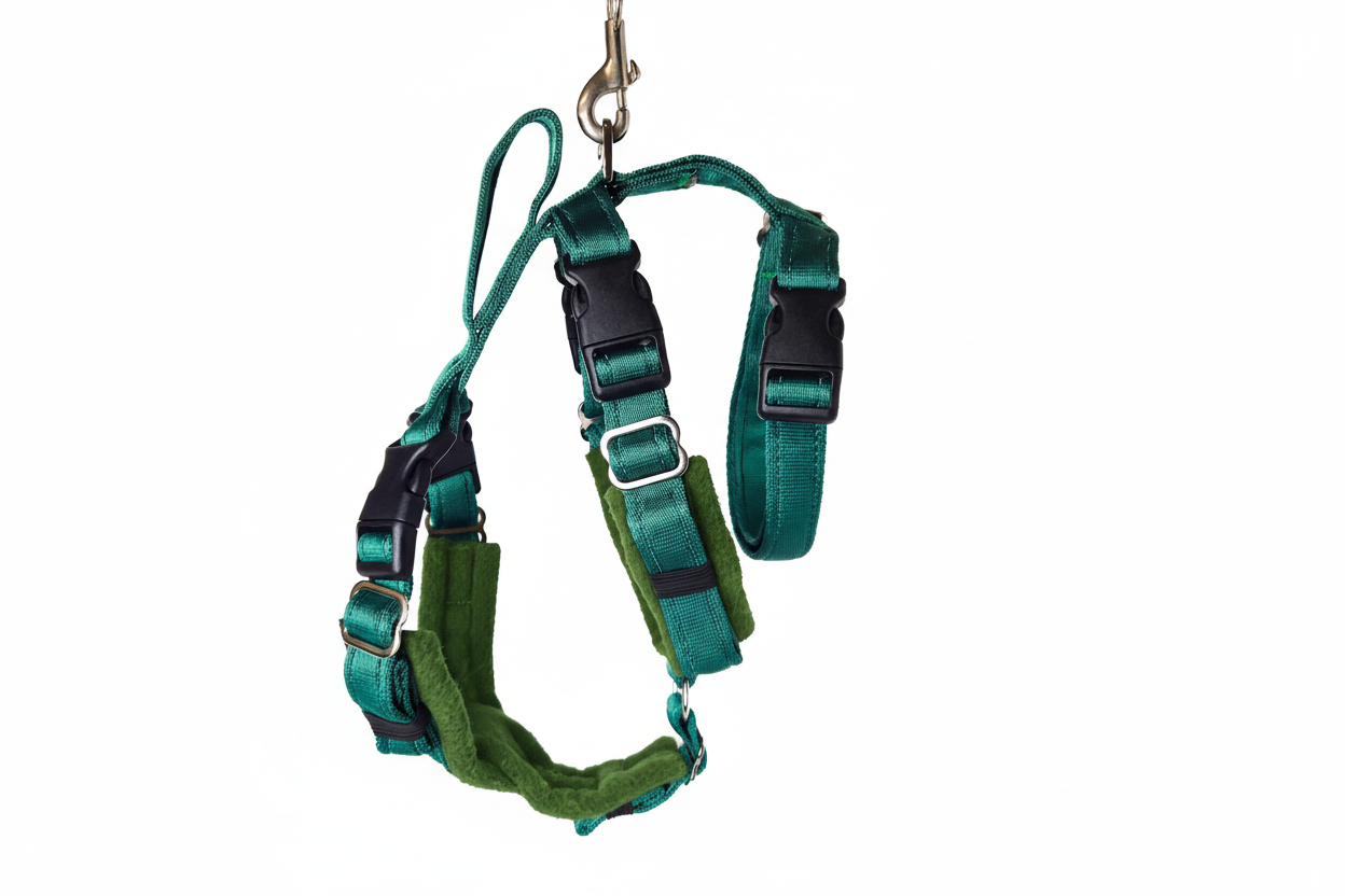 Forest Green Escape Proof Adjustable Houdini Harness - Fleece Lined