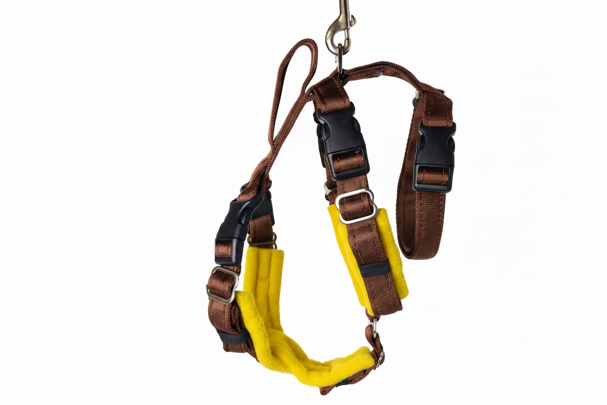 Brown Escape Proof Adjustable Houdini Harness - Fleece Lined