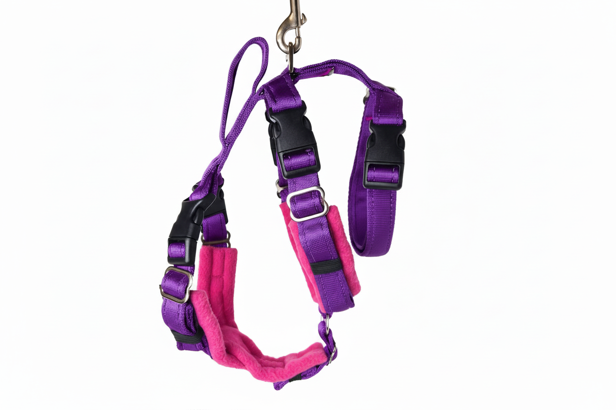 Purple Escape Proof Adjustable Houdini Harness - Fleece Lined