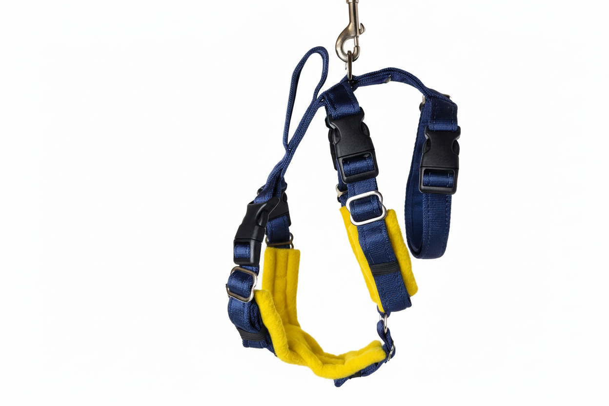 Navy Blue Escape Proof Adjustable Houdini Harness - Fleece Lined