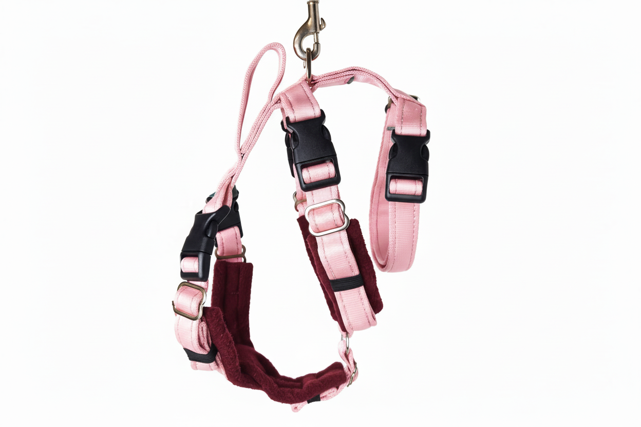 Baby Pink Escape Proof Adjustable Houdini Harness - Fleece Lined