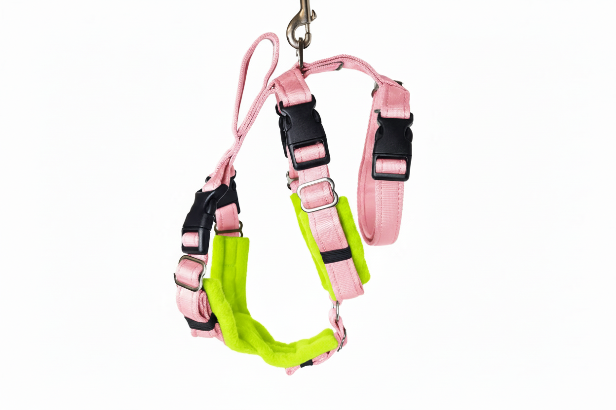 Baby Pink Escape Proof Adjustable Houdini Harness - Fleece Lined