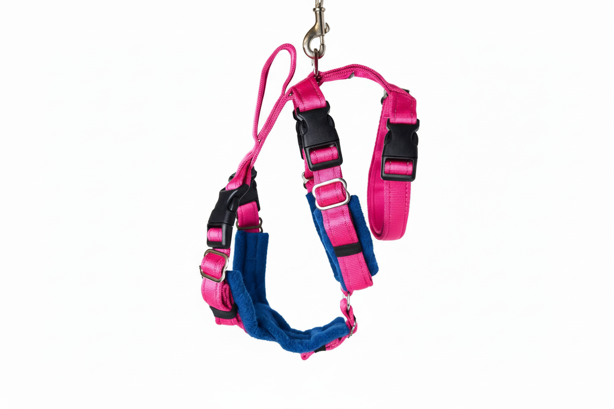 Hot Pink Escape Proof Adjustable Houdini Harness - Fleece Lined