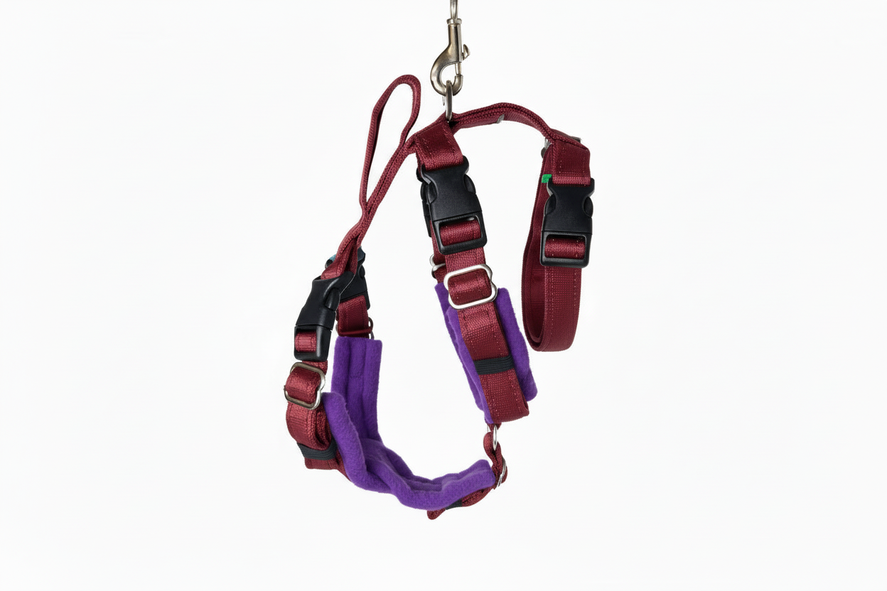 Burgundy Escape Proof Adjustable Houdini Harness - Fleece Lined