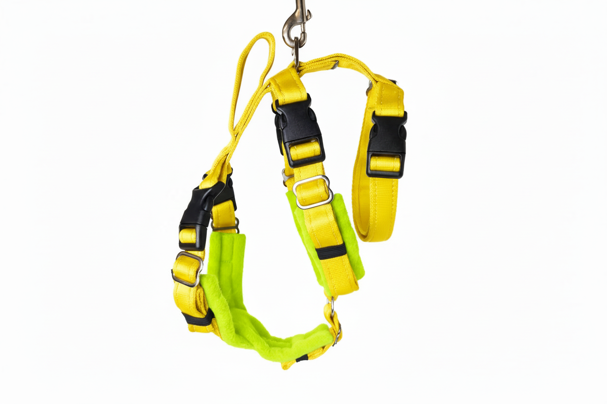 Yellow Escape Proof Adjustable Houdini Harness - Fleece Lined