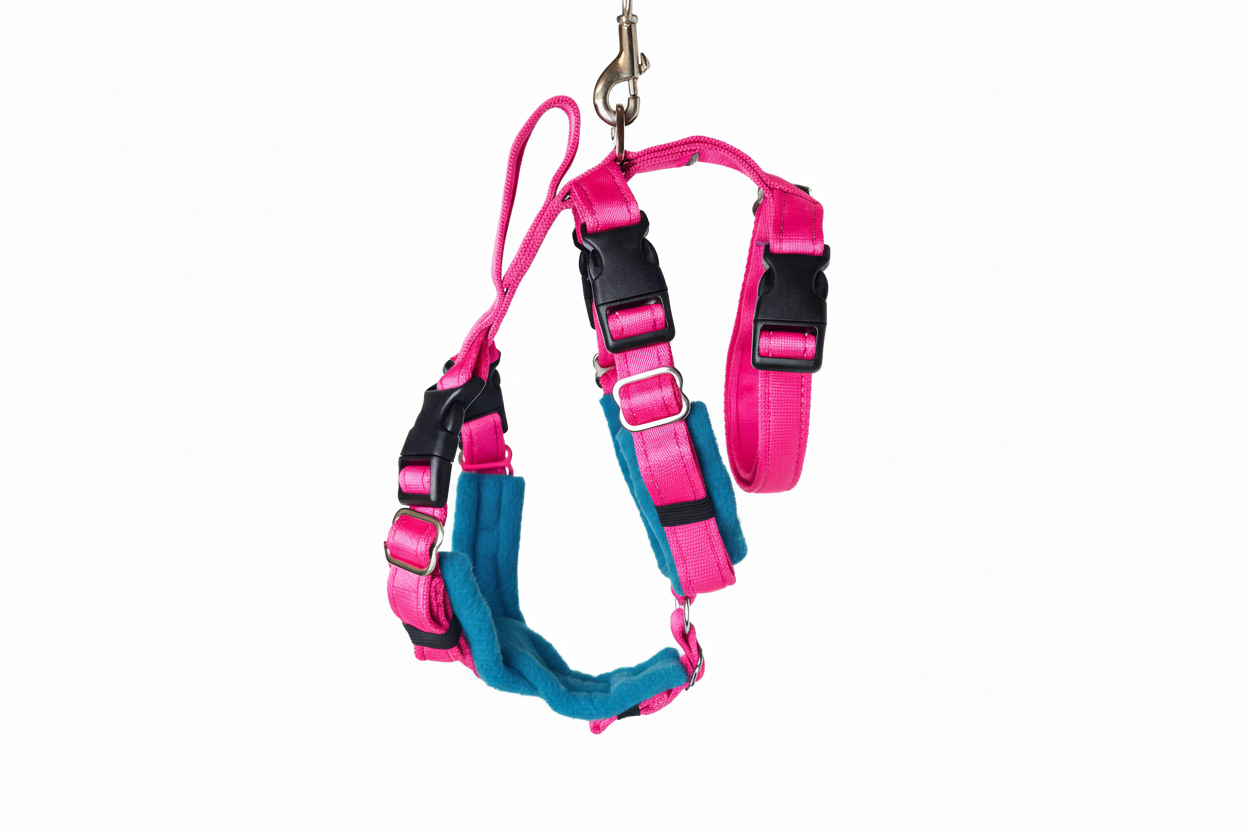 Hot Pink Escape Proof Adjustable Houdini Harness - Fleece Lined