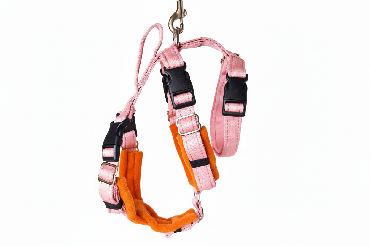 Baby Pink Escape Proof Adjustable Houdini Harness - Fleece Lined