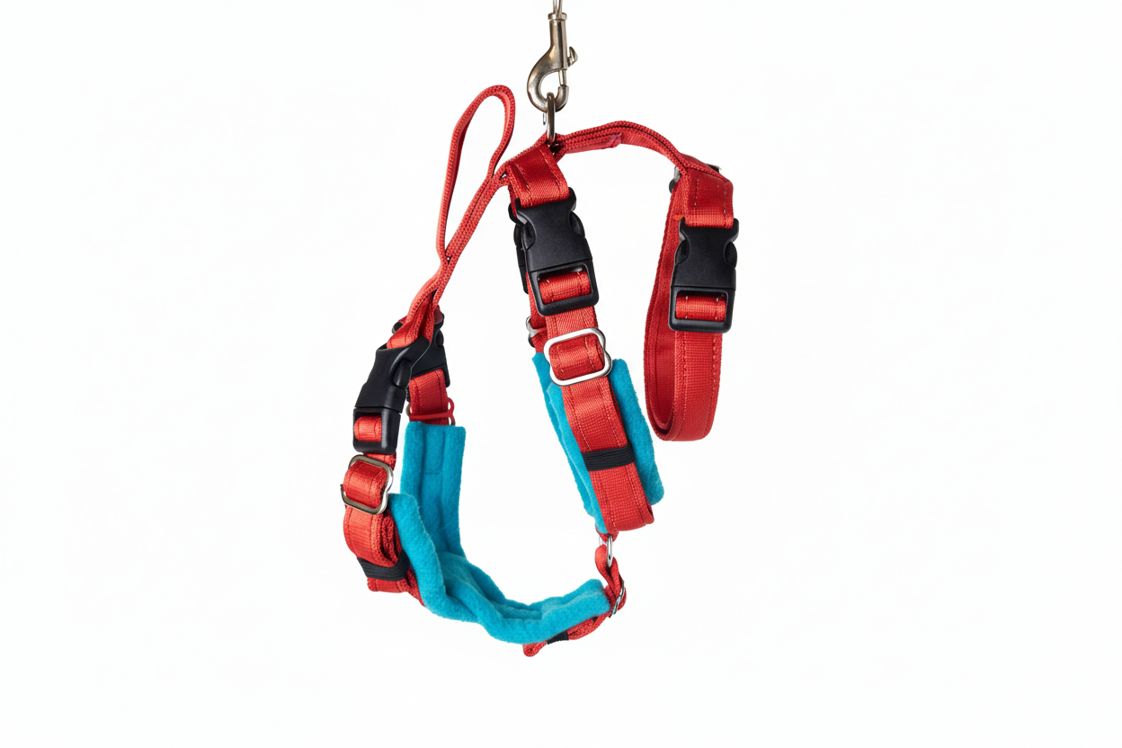 Red Escape Proof Adjustable Houdini Harness - Fleece Lined