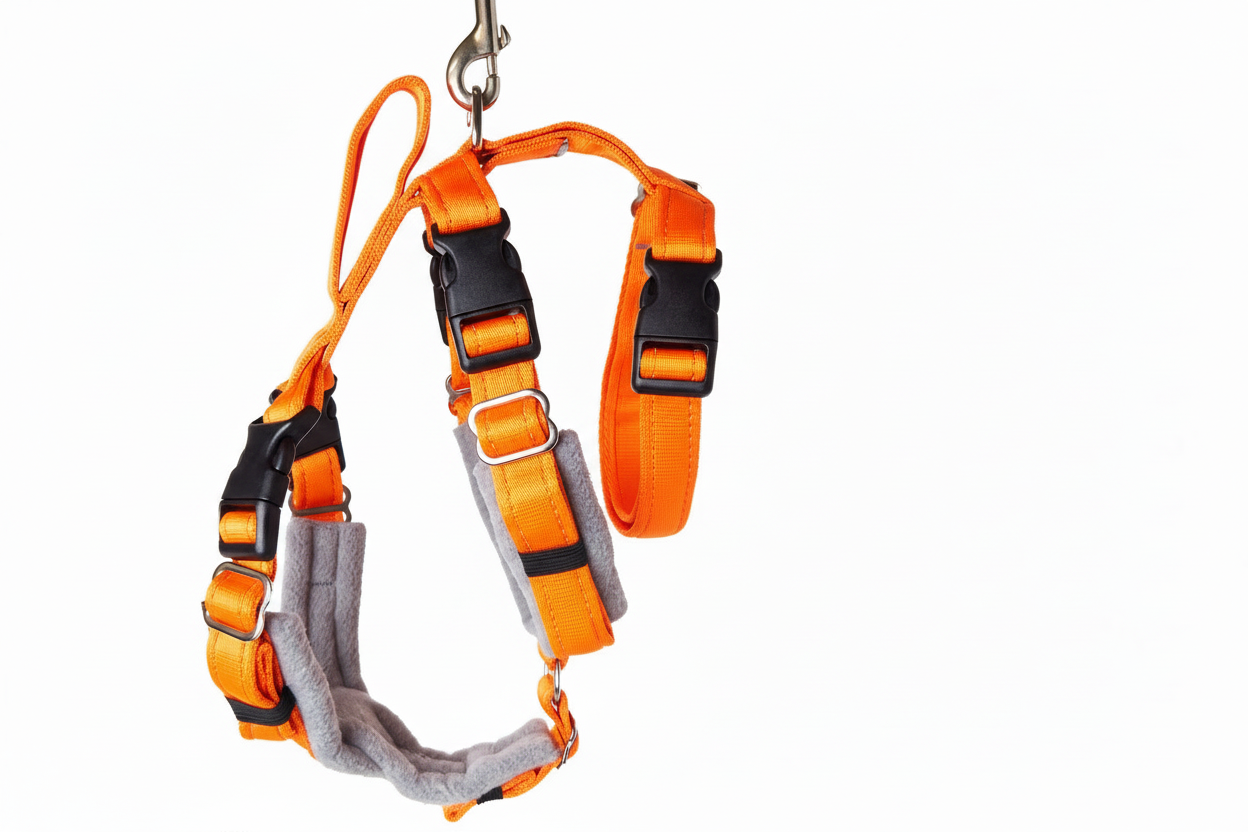 Orange Escape Proof Adjustable Houdini Harness - Fleece Lined