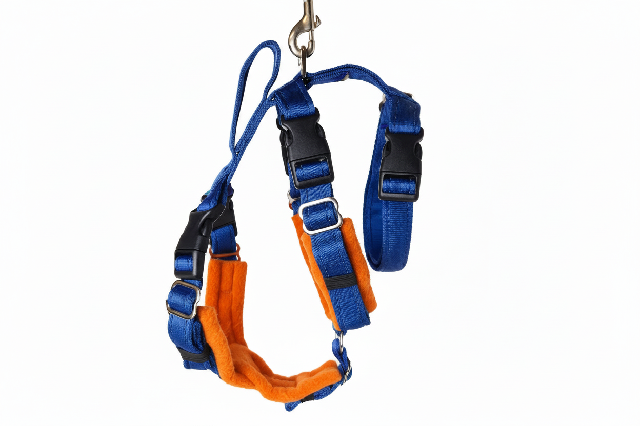 Royal Blue Escape Proof Adjustable Houdini Harness - Fleece Lined
