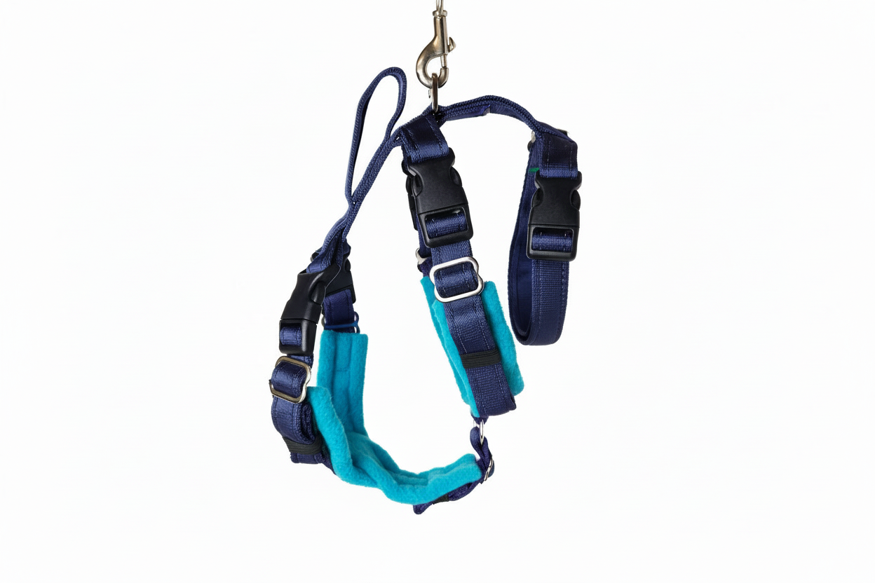 Navy Blue Escape Proof Adjustable Houdini Harness - Fleece Lined