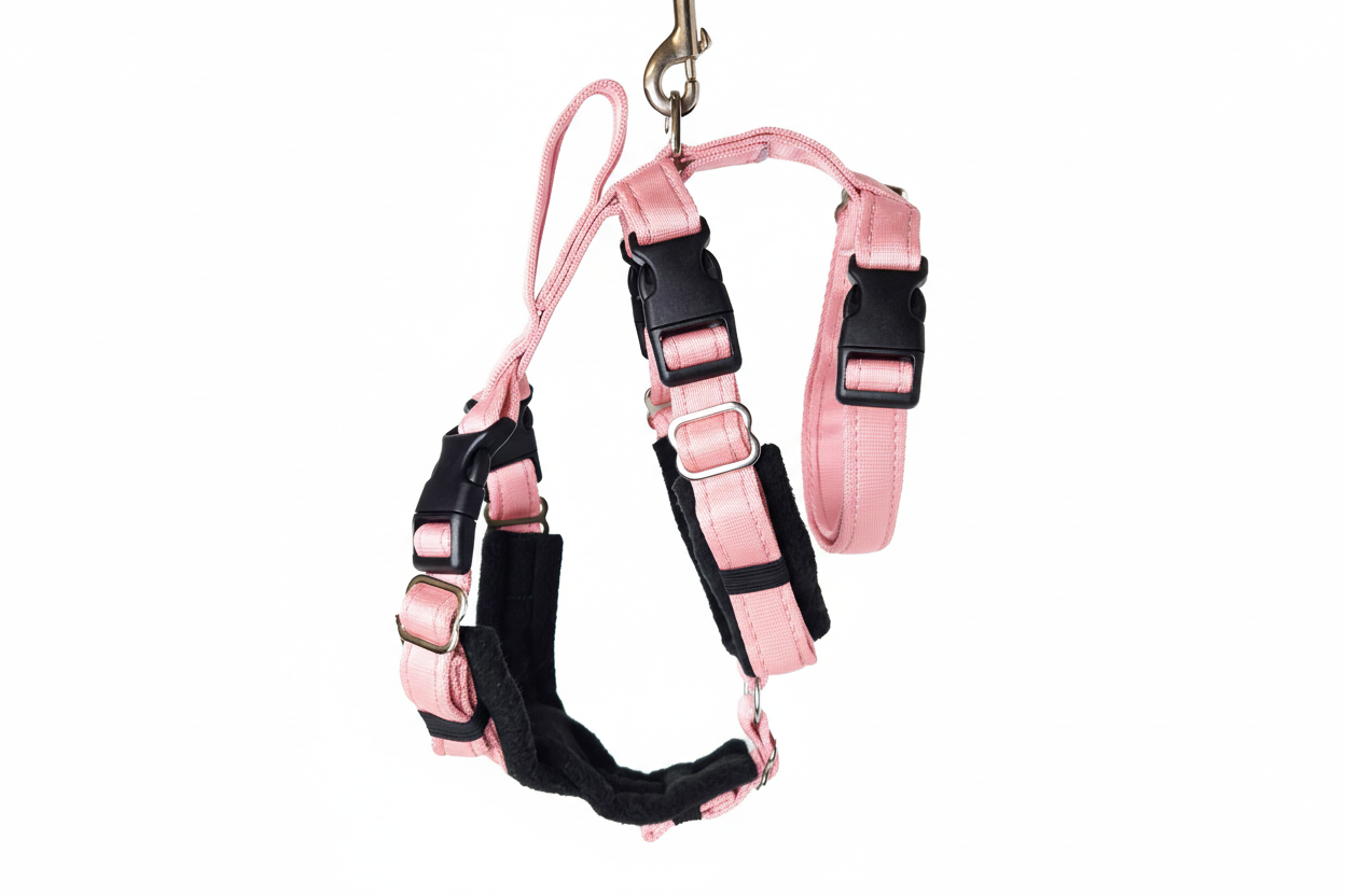 Baby Pink Escape Proof Adjustable Houdini Harness - Fleece Lined