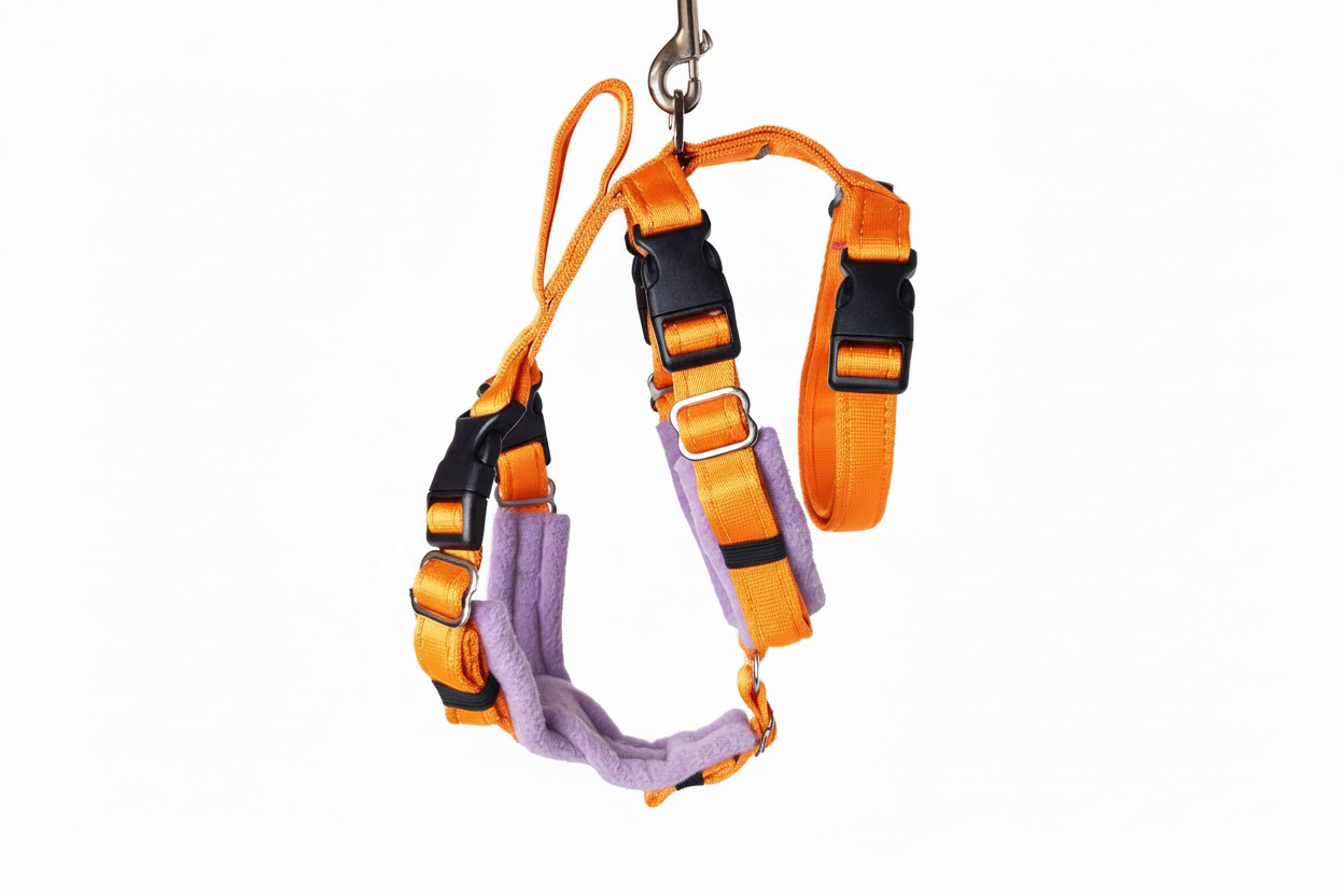 Orange Escape Proof Adjustable Houdini Harness - Fleece Lined