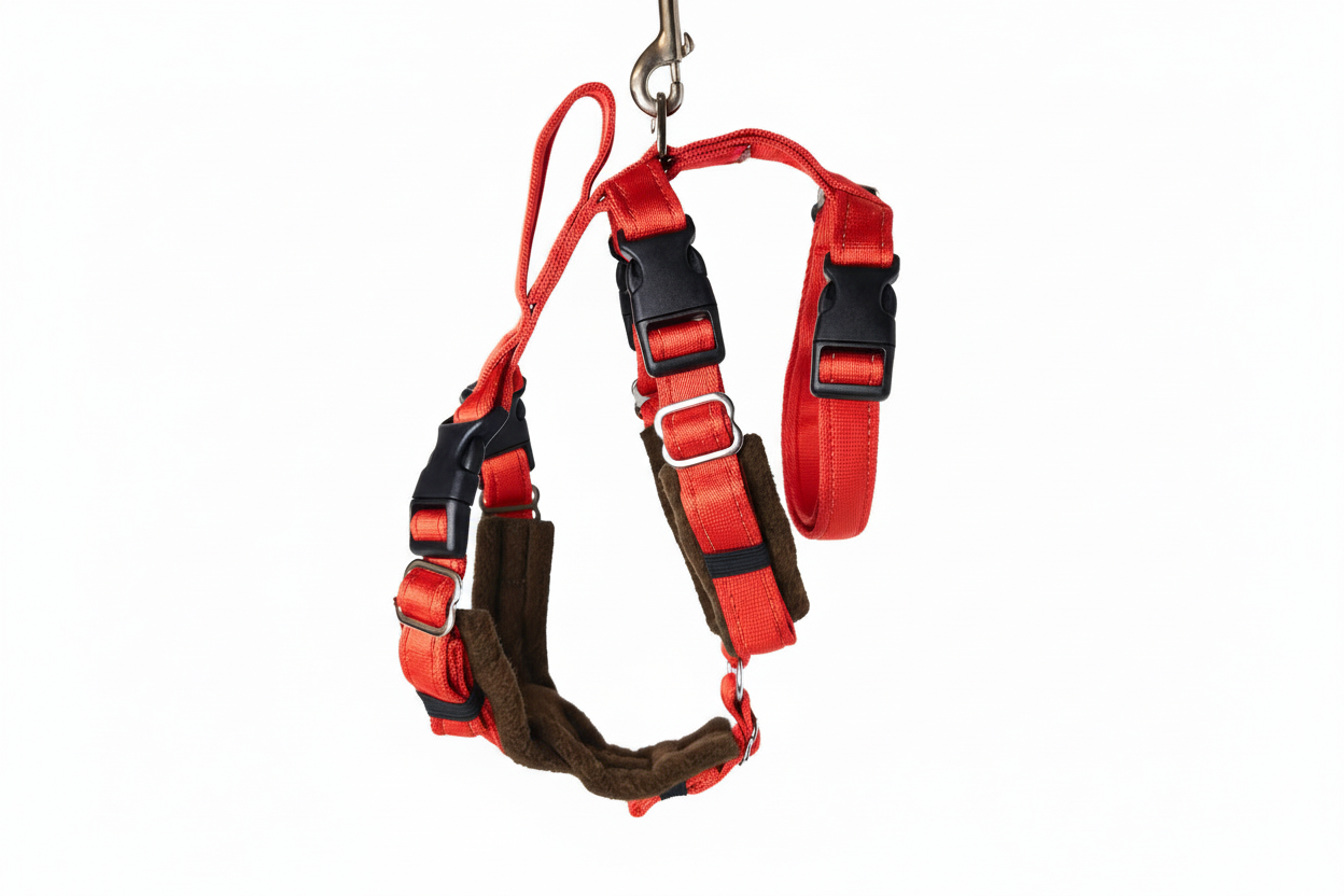 Red Escape Proof Adjustable Houdini Harness - Fleece Lined