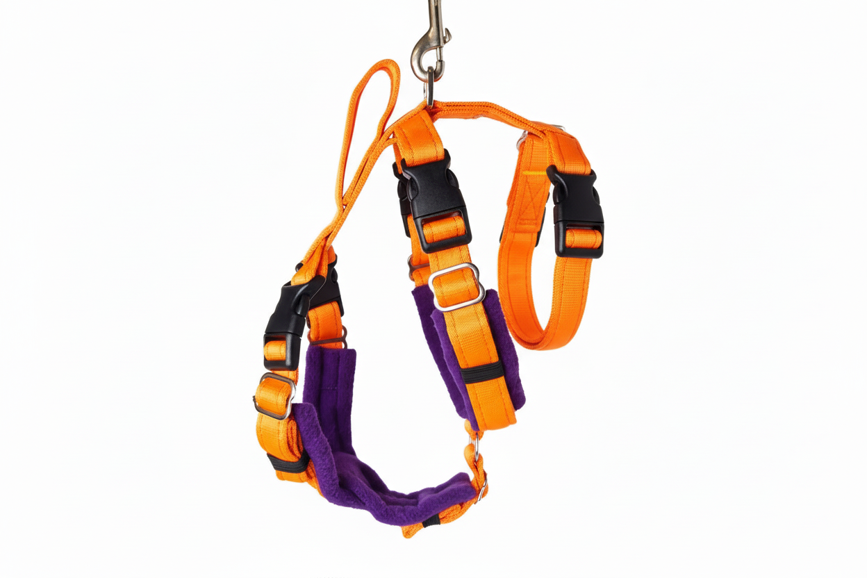 Orange Escape Proof Adjustable Houdini Harness - Fleece Lined