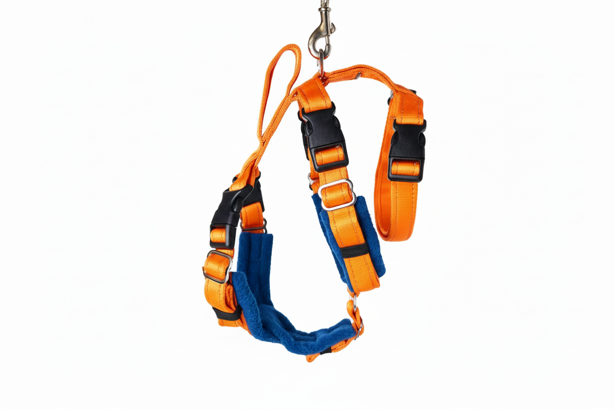 Orange Escape Proof Adjustable Houdini Harness - Fleece Lined