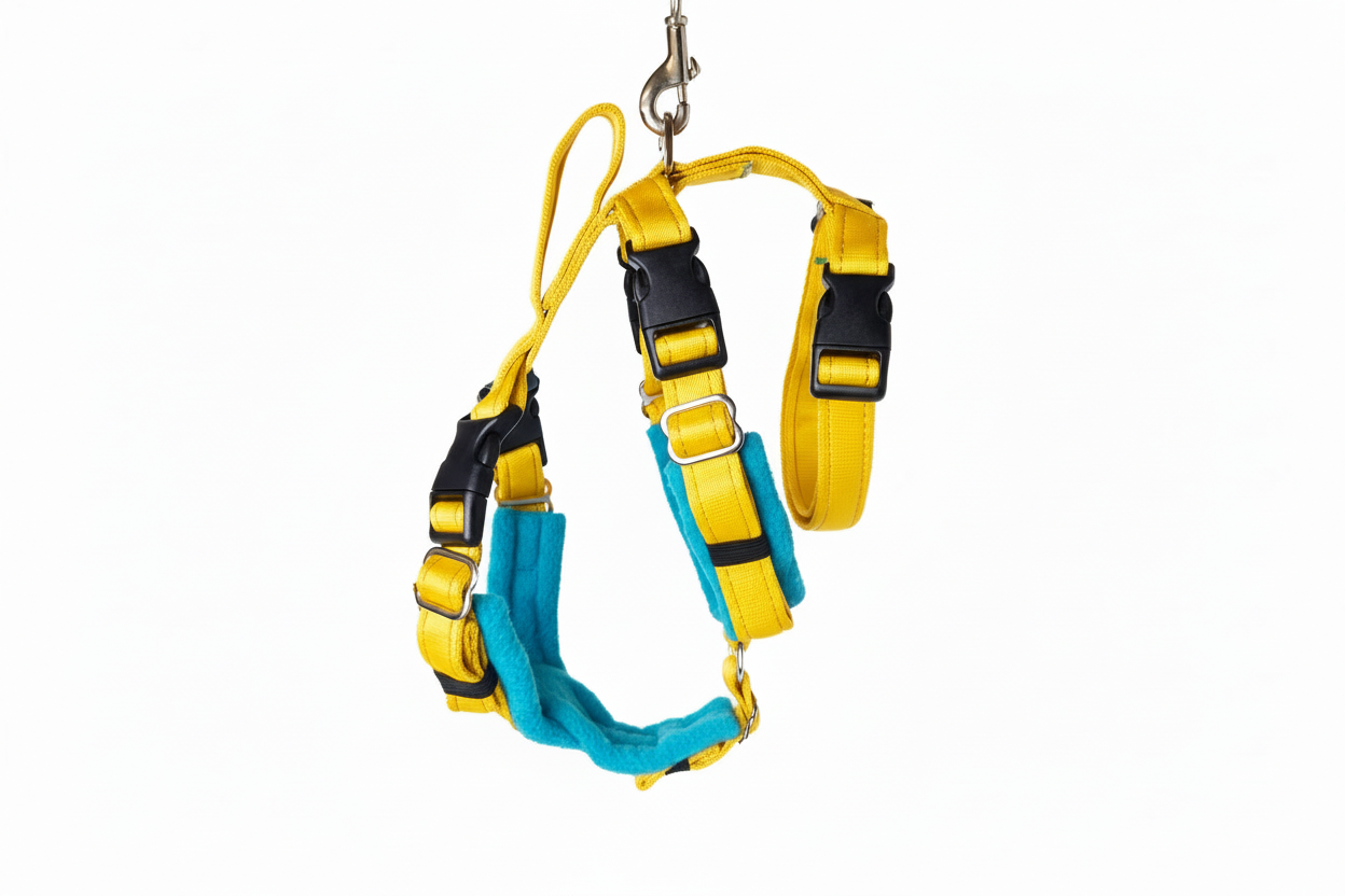Yellow Escape Proof Adjustable Houdini Harness - Fleece Lined