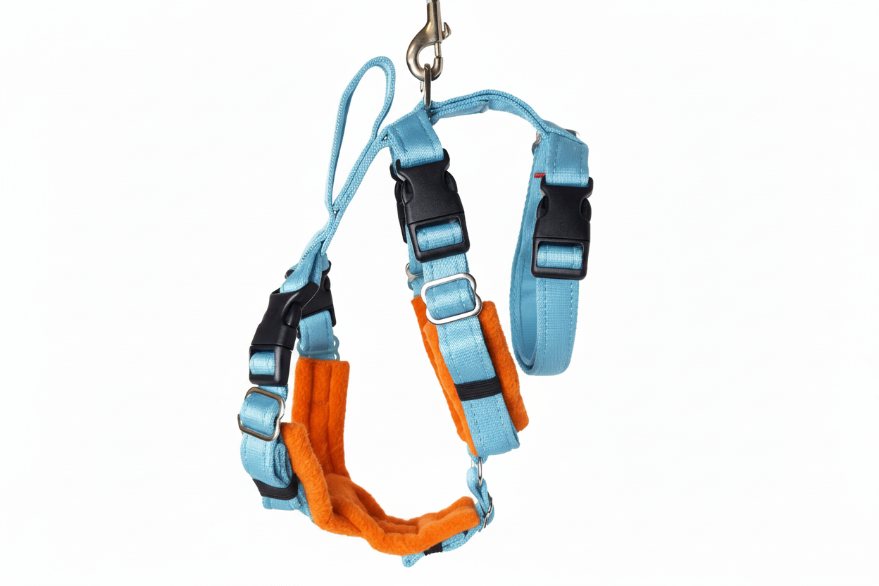 Sky Blue Escape Proof Adjustable Houdini Harness - Fleece Lined