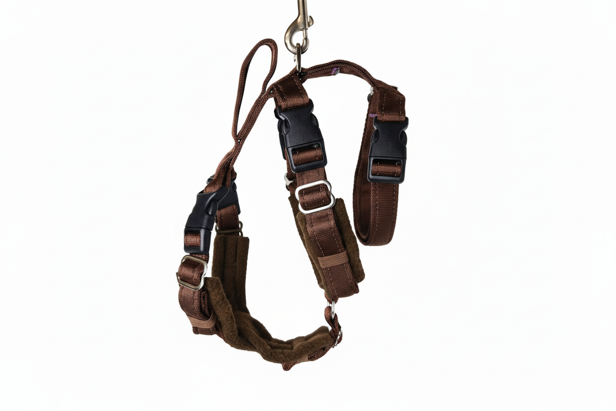 Brown Escape Proof Adjustable Houdini Harness - Fleece Lined