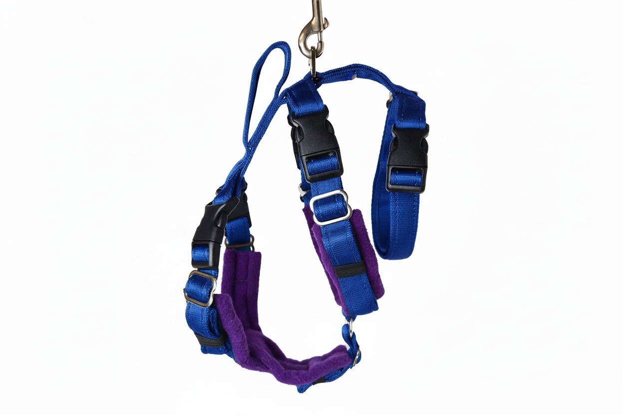 Royal Blue Escape Proof Adjustable Houdini Harness - Fleece Lined