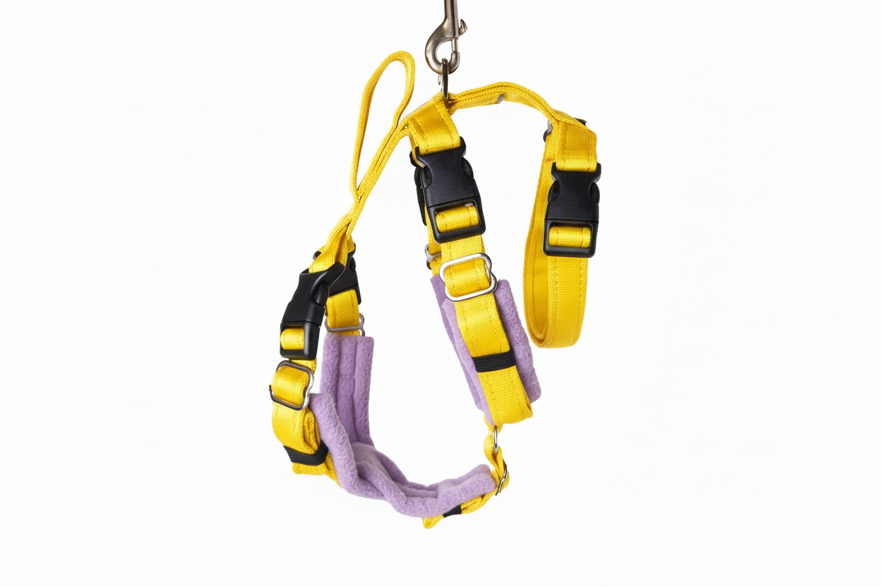 Yellow Escape Proof Adjustable Houdini Harness - Fleece Lined