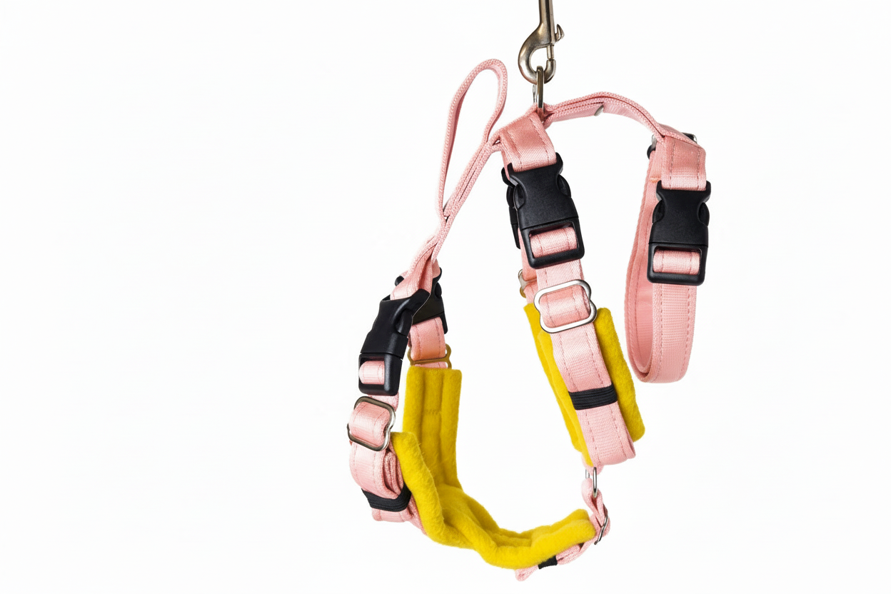 Baby Pink Escape Proof Adjustable Houdini Harness - Fleece Lined