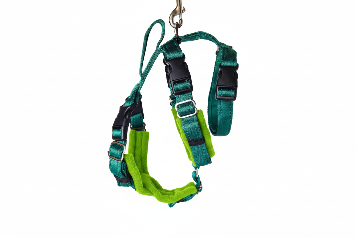 Forest Green Escape Proof Adjustable Houdini Harness - Fleece Lined