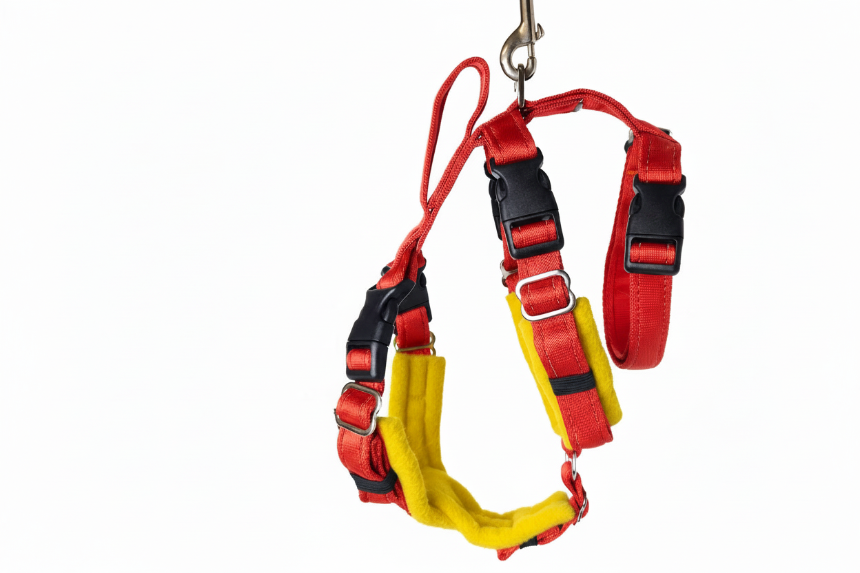 Red Escape Proof Adjustable Houdini Harness - Fleece Lined