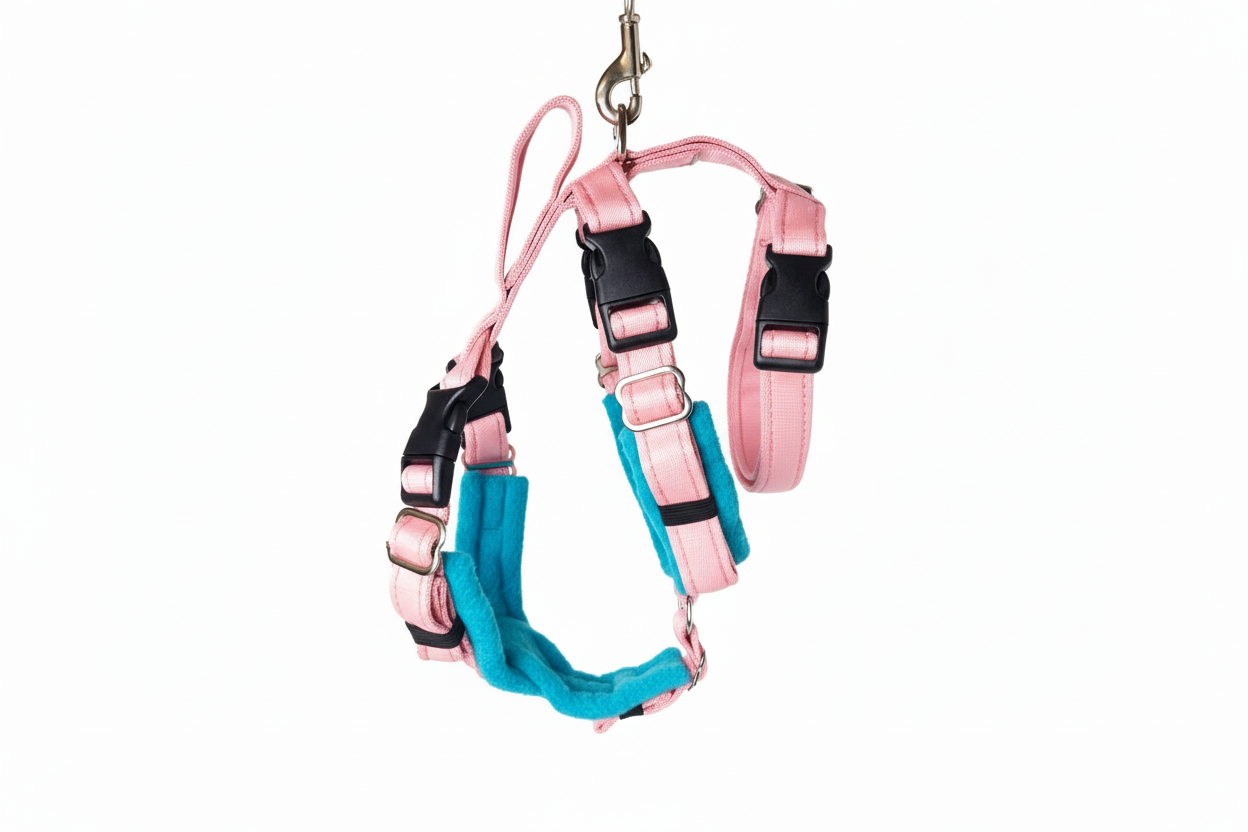 Baby Pink Escape Proof Adjustable Houdini Harness - Fleece Lined